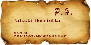 Palásti Henrietta névjegykártya
